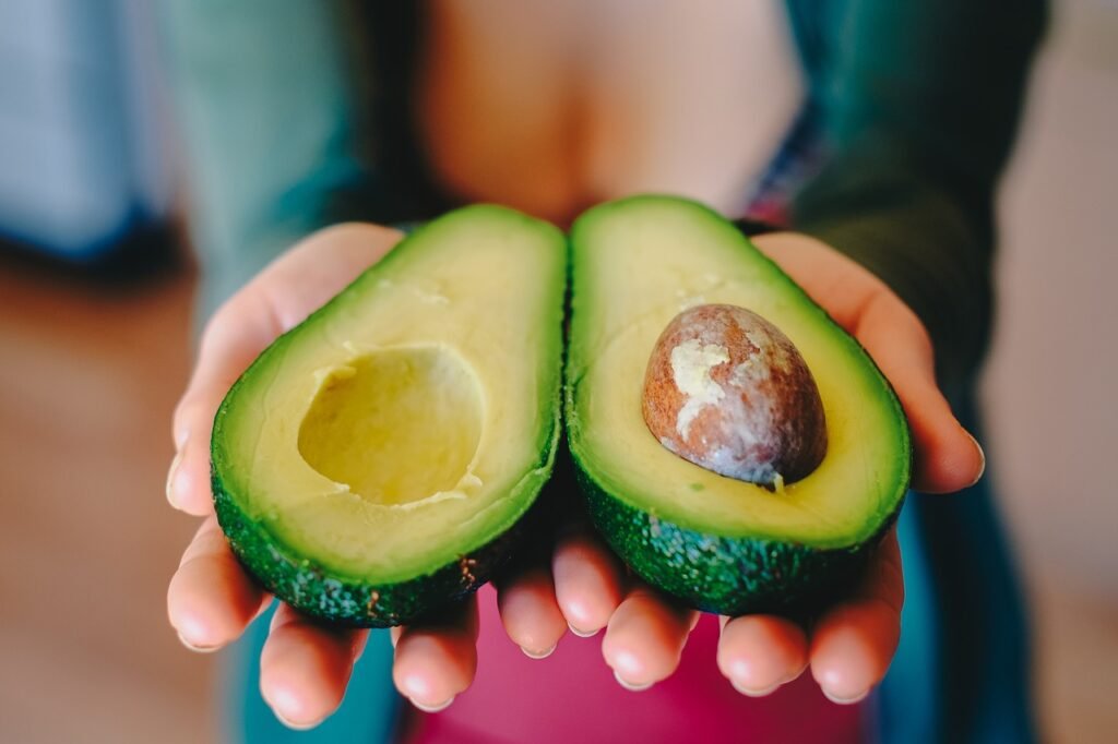 The avocado works well and adds vitamin to your foods good for thicker hair growth.